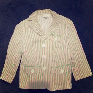 Green and pink striped blazer